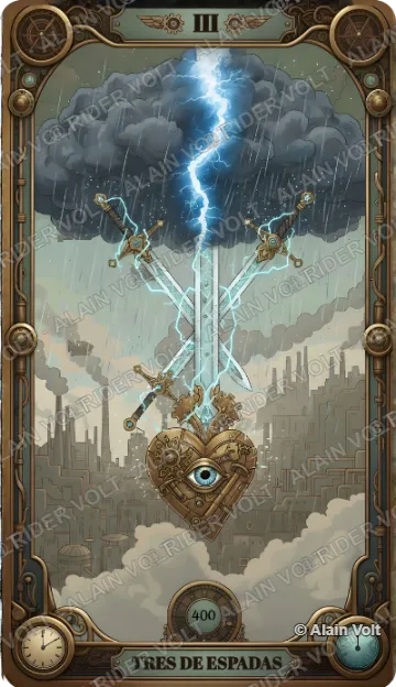 Tres de Espadas, carta del mazo Rider Volt