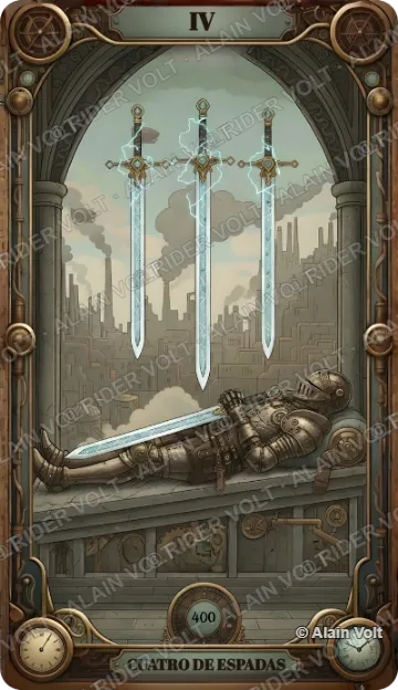 Cuatro de Espadas, carta del mazo Rider Volt