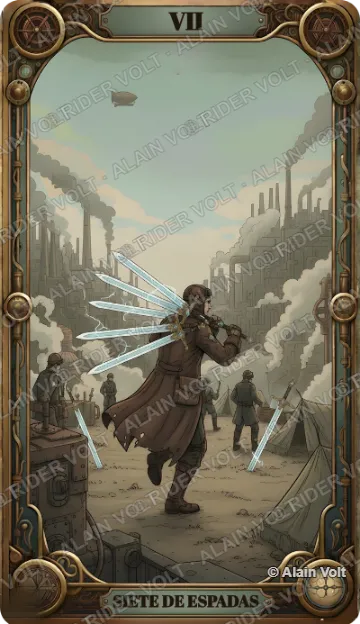 Siete de Espadas, carta del mazo Rider Volt