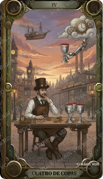 Cuatro de Copas, carta del mazo Rider Volt
