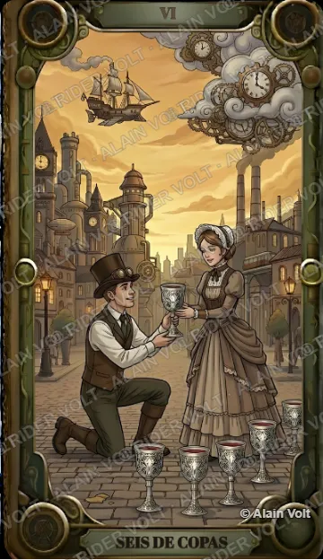 Seis de Copas, carta del mazo Rider Volt