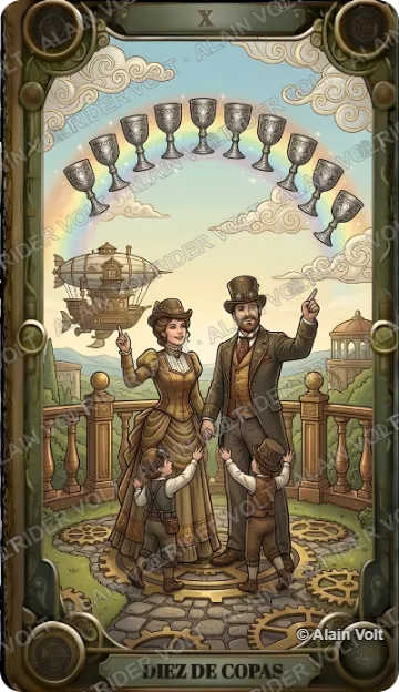Diez de Copas, carta del mazo Rider Volt