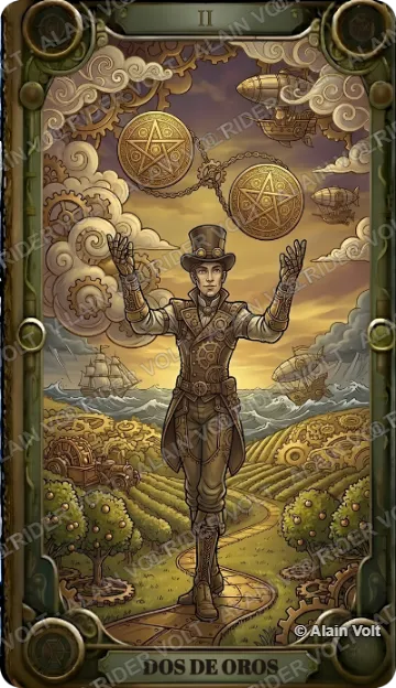 Dos de Oros, carta del mazo Rider Volt