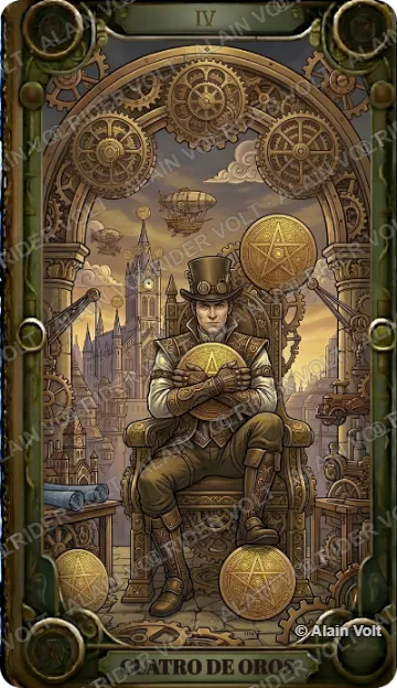 Cuatro de Oros, carta del mazo Rider Volt