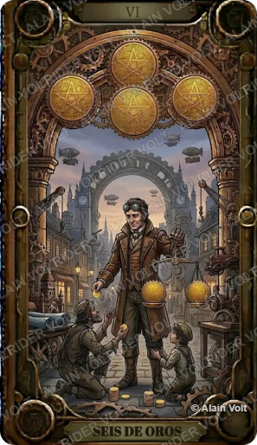 Seis de Oros, carta del mazo Rider Volt